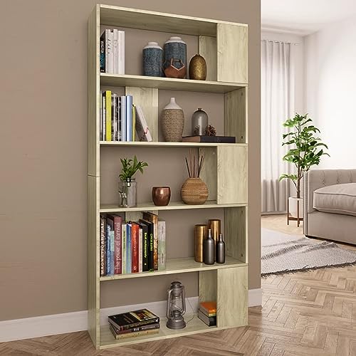 Iiaky Bücherregal/Raumteiler Room Divider Shelves Regal Schlafzimmer Deko Regal Raumteiler Sonoma-Eiche 80x24x159 cm Holzwerkstoff von Iiaky
