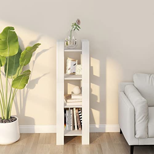 Iiaky Bücherregal/Raumteiler Weiß 41x35x125 cm Massivholz Kiefer Raumteiler Regal Schrank BüCherregal Storage Shelves Regal Raumteiler von Iiaky