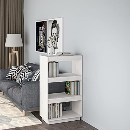 Iiaky Bücherregal/Raumteiler Weiß 60x35x103 cm Massivholz Kiefer Raumteiler Regal Schrank BüCherregal Storage Shelves Regal Raumteiler von Iiaky