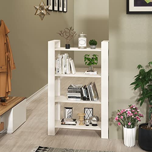 Iiaky Bücherregal/Raumteiler Weiß 80x25x125 cm Massivholz Kiefer Raumteiler Regal Schrank BüCherregal Storage Shelves Regal Raumteiler von Iiaky