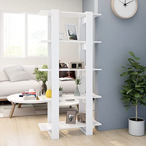 Iiaky Bücherregal/Raumteiler Weiß 80x30x160 cm Holzwerkstoff Kiefer Raumteiler Regal Schrank BüCherregal Regal Raumteiler Storage Shelves von Iiaky