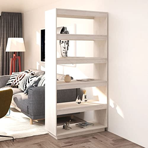Iiaky Bücherregal/Raumteiler Weiß 80x35x167 cm Massivholz Kiefer Raumteiler Regal Schrank BüCherregal Storage Shelves Regal Raumteiler von Iiaky
