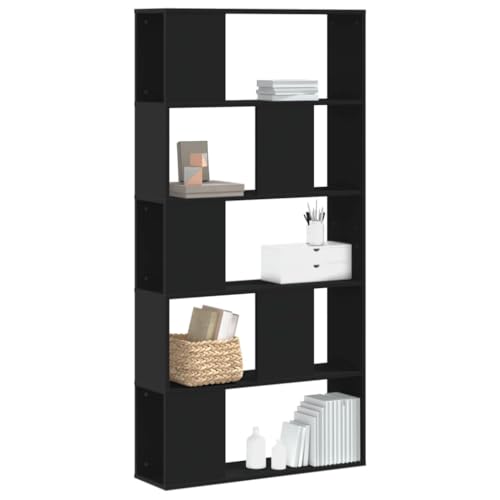 Iiaky Bücherregal 5 Böden Regal Wohnzimmer BüCherregal Bookshelf Ordner Regal BüCherregal Schwarz 80,5x23,5x162,5 cm Holzwerkstoff von Iiaky
