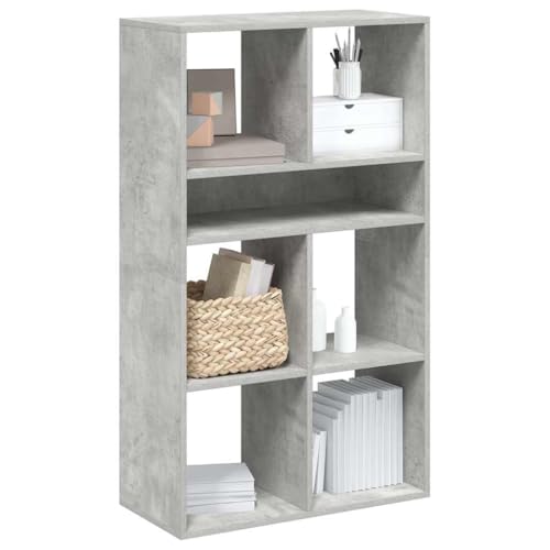 Iiaky Bücherregal Regal Wohnzimmer Bookshelf BüCherschrank Book Shelf Regale Betongrau 66x31x112 cm Holzwerkstoff von Iiaky