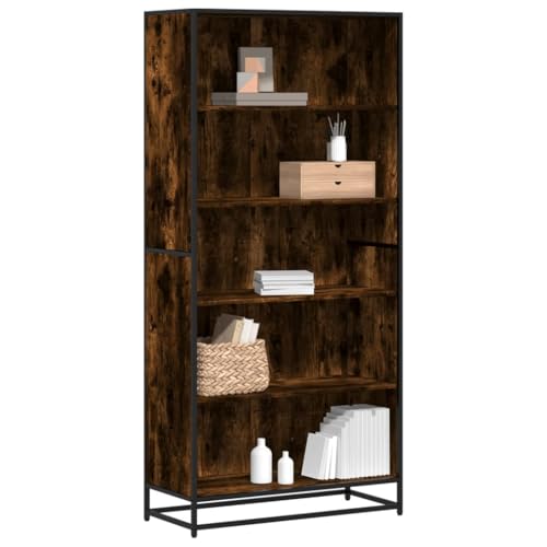 Iiaky Bücherregal Regal Wohnzimmer Bookshelf BüCherschrank Book Shelf Regale Räuchereiche 80,5x35x170,5 cm Holzwerkstoff von Iiaky