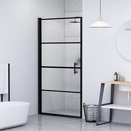 Iiaky Duschtür 91x195 cm Halbmatt Hartglas Schwarz DuschtüR Faltbar DuschtüR Nische von Iiaky