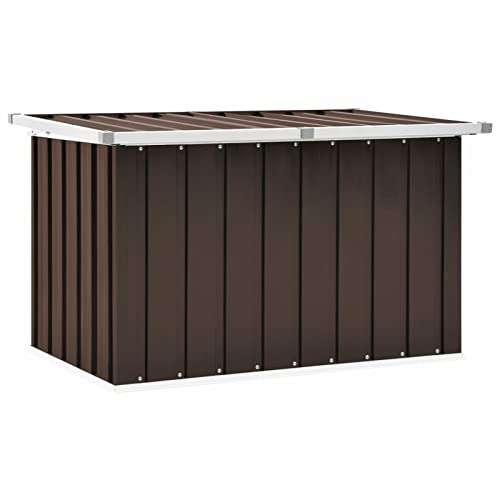 Iiaky Gartenbox Metall Gartenbox wasserdicht xxl Auflagenbox Metall Aufbewahrungsbox Garten Outdoor Box Kissenbox für Garten-Braun-109 x 67 x 65 cm von Iiaky