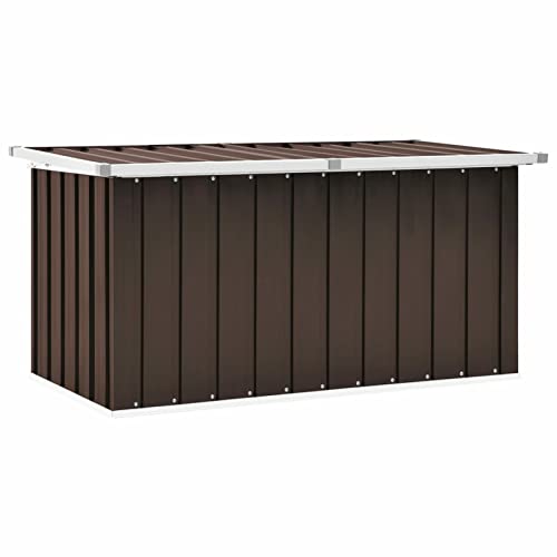 Iiaky Gartenbox Metall Gartenbox wasserdicht xxl Auflagenbox Metall Aufbewahrungsbox Garten Outdoor Box Kissenbox für Garten-Braun-129 x 67 x 65 cm von Iiaky