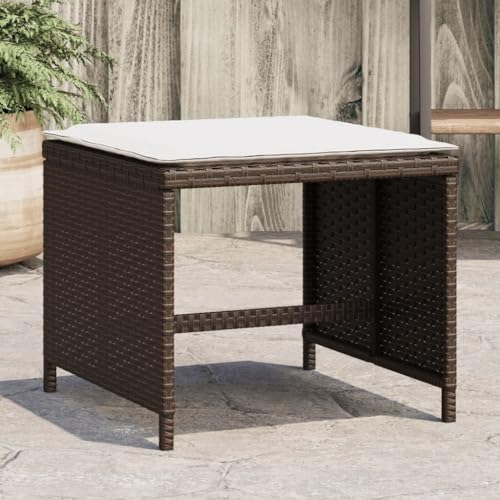 Iiaky Gartenhocker mit Kissen Hocker Outdoor Garten Hocker FüR Draussen Sitzhocker Outdoor 4 STK. Braun 40x40x35 cm Poly Rattan von Iiaky