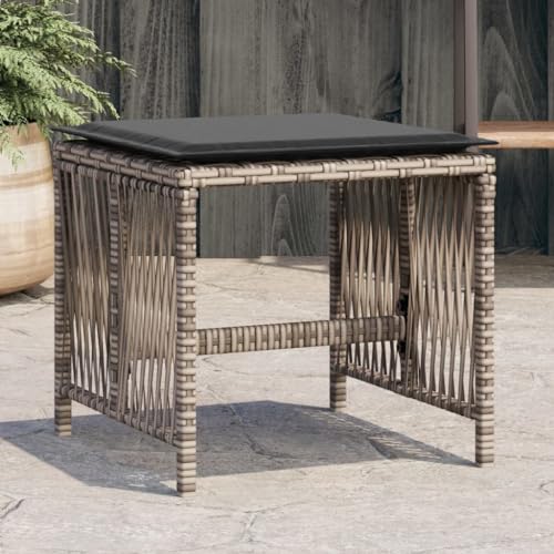 Iiaky Gartenhocker mit Kissen Hocker Outdoor Garten Hocker FüR Draussen Sitzhocker Outdoor 4 STK. Grau 41x41x36 cm Poly Rattan // 365057 von Iiaky