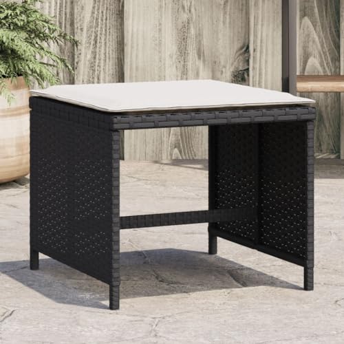 Iiaky Gartenhocker mit Kissen Hocker Outdoor Garten Hocker FüR Draussen Sitzhocker Outdoor 4 STK. Schwarz 40x40x35 cm Poly Rattan // 4007483 von Iiaky