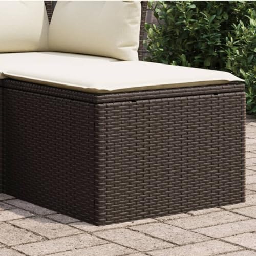 Iiaky Gartenhocker mit Kissen Hocker Outdoor Garten Hocker FüR Draussen Sitzhocker Outdoor Braun 55x55x37 cm Poly Rattan // 366204 von Iiaky