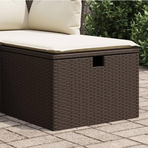 Iiaky Gartenhocker mit Kissen Hocker Outdoor Garten Hocker FüR Draussen Sitzhocker Outdoor Braun 55x55x37 cm Poly Rattan // 366205 von Iiaky