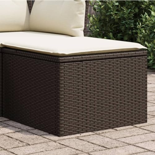 Iiaky Gartenhocker mit Kissen Hocker Outdoor Garten Hocker FüR Draussen Sitzhocker Outdoor Braun 55x55x37 cm Poly Rattan // 366206 von Iiaky