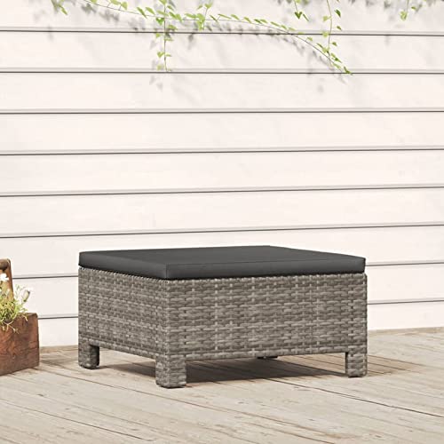 Iiaky Gartenhocker mit Kissen Hocker Outdoor Garten Hocker FüR Draussen Sitzhocker Outdoor Grau Poly Rattan von Iiaky