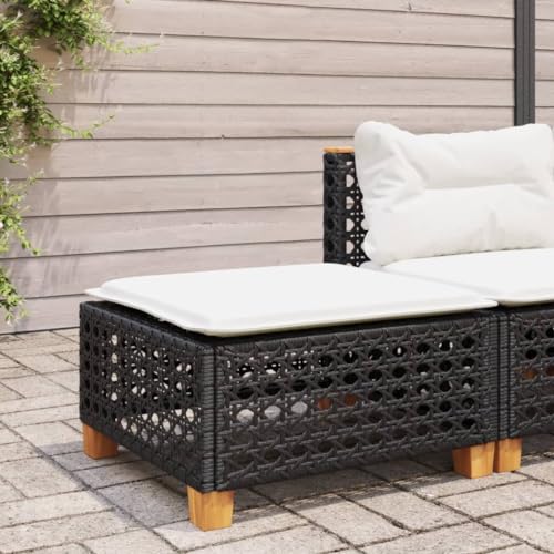 Iiaky Gartenhocker mit Kissen Hocker Outdoor Garten Hocker FüR Draussen Sitzhocker Outdoor Schwarz 63,5x56x32 cm Poly Rattan // 365932 von Iiaky