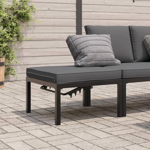 Iiaky Gartenhocker mit Kissen Hocker Outdoor Garten Hocker FüR Draussen Sitzhocker Outdoor Schwarz Aluminium von Iiaky