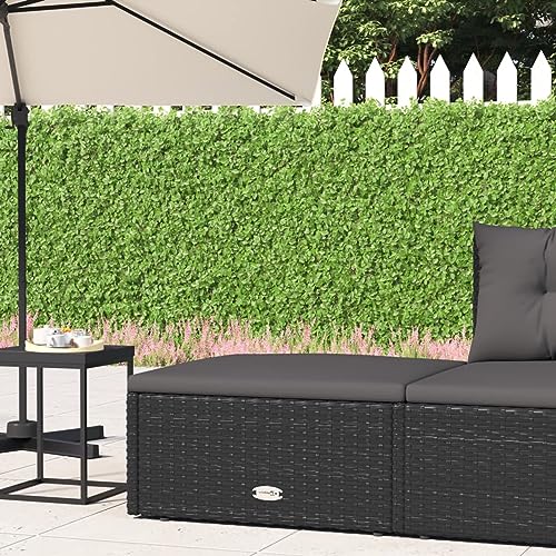 Iiaky Gartenhocker mit Kissen Hocker Outdoor Garten Hocker FüR Draussen Sitzhocker Outdoor Schwarz Poly Rattan // 319589 von Iiaky