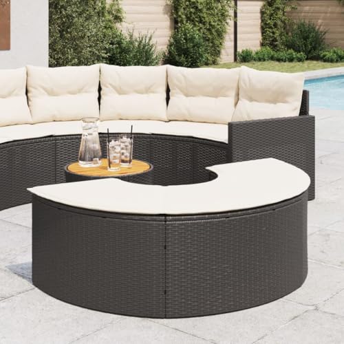 Iiaky Gartenhocker mit Kissen Hocker Outdoor Garten Hocker FüR Draussen Sitzhocker Outdoor Schwarz Poly Rattan // 369087 von Iiaky