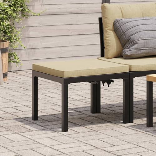 Iiaky Gartenhocker mit Kissen Hocker Outdoor Garten Hocker FüR Draussen Sitzhocker Outdoor Schwarz Pulverbeschichteter Stahl // 4008564 von Iiaky