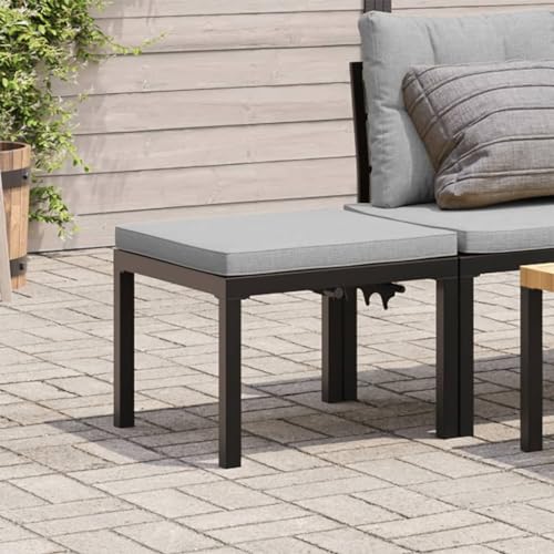 Iiaky Gartenhocker mit Kissen Hocker Outdoor Garten Hocker FüR Draussen Sitzhocker Outdoor Schwarz Pulverbeschichteter Stahl // 4008567 von Iiaky