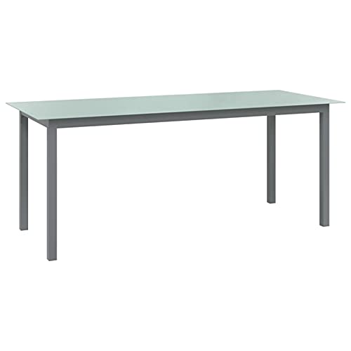 Iiaky Gartentisch Hellgrau 190x90x74 cm Aluminium und Glas Partytisch Camping Tisch von Iiaky
