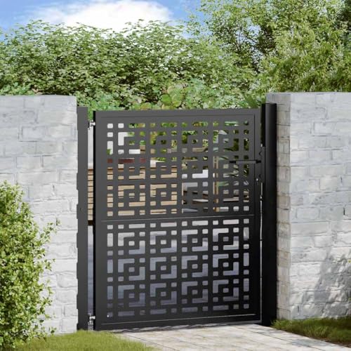 Iiaky Gartentor 105x105 cm Gartentor Metall 105cm hoch Gartentür Metall Einfahrtstor Gartenpforte Hoftor Gartentor Stahl -Schwarz-105 x 105 cm/Kreuzdesign von Iiaky