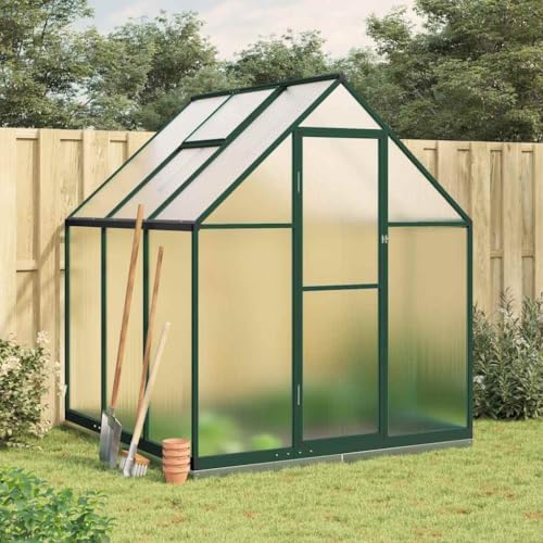 Iiaky Gewächshaus mit Fundamentrahmen Gewächshaus Aluminium Gewächshaus Winterfest Garten Treibhaus Pflanzenhaus-Grün-169 x 169 x 202 cm von Iiaky