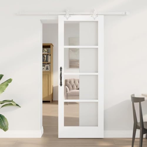 Iiaky Glasschiebetür Komplettset mit tür Schiebetür Metall Schiebetür Tür Zimmertür mit Griffstange -Weiß-73,5 x 198,5 cm/183 cm Iiaky Glasschiebetür Komplettset mit tür Schiebetür Metall Schiebetür Tür Zimmertür mit Griffstange -Weiß-73,5 x 198,5 cm/183 cm von Iiaky