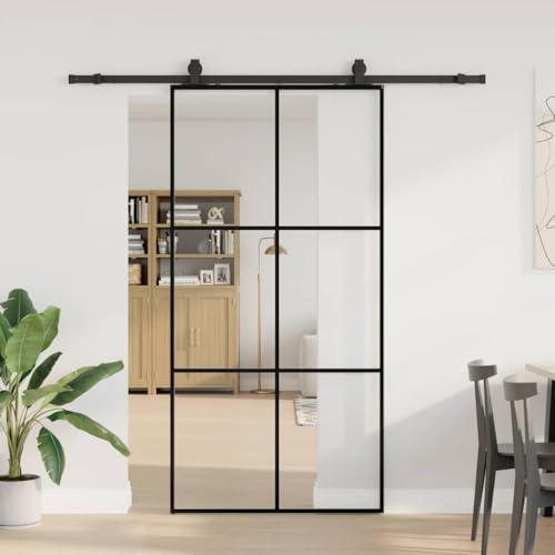 Iiaky Glasschiebetür Komplettset mit tür Schiebetür mit Beschlag Glastür Zimmertür ESG-102 x 205 cm (200 cm Gleitschiene)-Typ 2 von Iiaky