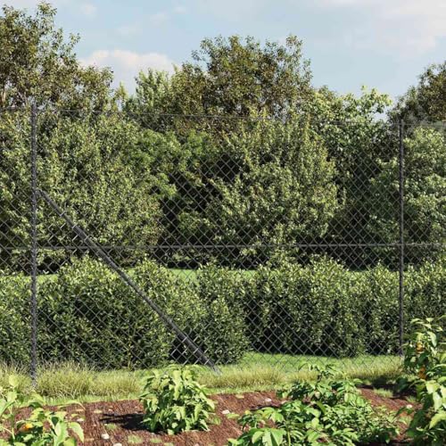 Iiaky Maschendrahtzaun 160cm höhe Maschendrahtzaun komplettset 1.4 x 25m Maschendrahtzaun set anthrazit Gartenzaun Set Zaunset-Anthrazit-1.6 x 10 m Typ 2 von Iiaky