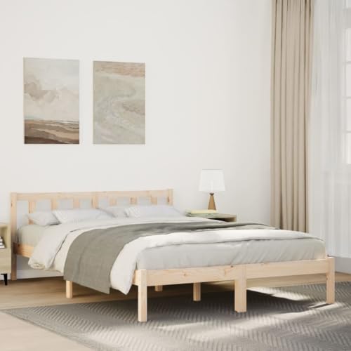 Iiaky Massivholzbett Extra Lang ohne Matratze Bed Frame Massivholzbett Holzbett Bettrahmen Bett Ohne Matratze 140x210 Kiefernholz // 852434 von Iiaky