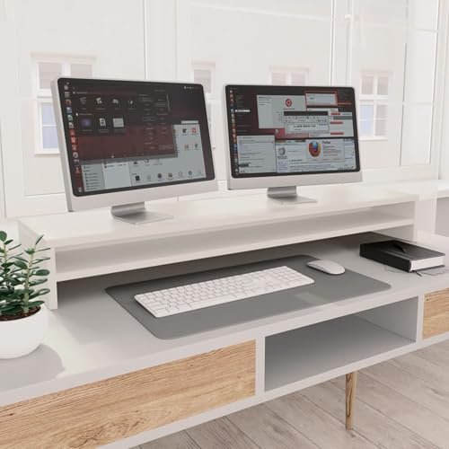 Iiaky Monitorständer Weiß 100x24x13 cm Holzwerkstoff BildschirmstäNder Bildschirm Oberes Rega Monitor StäNder Desktop Display Basis von Iiaky