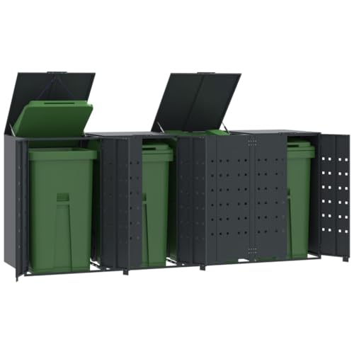 Iiaky Mülltonnenbox 4er Edelstahl Mülltonnenverkleidung aus Metall Mülltonnenbox 4 tonnen Mülltonnenschrank Tonnenhaus Gartenbox-Anthrazit-4 Tonnen Iiaky Mülltonnenbox 4er Edelstahl Mülltonnenverkleidung aus Metall Mülltonnenbox 4 tonnen Mülltonnenschrank Tonnenhaus Gartenbox-Anthrazit-4 Tonnen von Iiaky