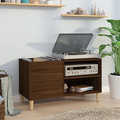 Iiaky Plattenschrank SchallplattenstäNder Schallplatten Regal Schallplatten Schrank Braun Eichen-Optik 84,5x38x48 cm Holzwerkstoff von Iiaky