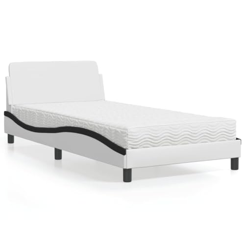 Iiaky Polsterbett 100x200cm mit Matratze Bett mit Matratze Doppelbett Jugendbett Bettrahmen mit Kopfteil und Lattenrost-Weiß und Schwarz-100 x 200 cm Iiaky Polsterbett 100x200cm mit Matratze Bett mit Matratze Doppelbett Jugendbett Bettrahmen mit Kopfteil und Lattenrost-Weiß und Schwarz-100 x 200 cm von Iiaky