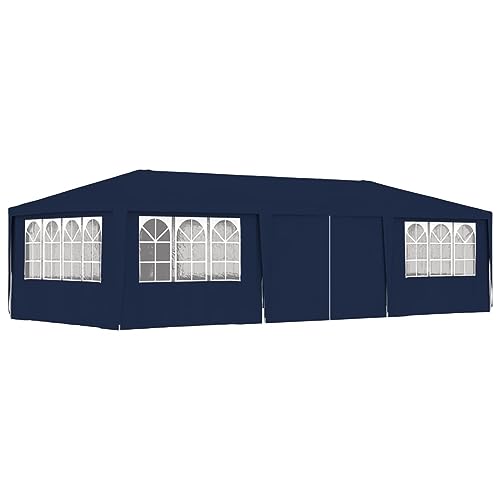 Iiaky Profi-Partyzelt mit Seitenwänden 4×9 m Blau 90 g/m² Zelt Heckklappe Pavillion Camping von Iiaky
