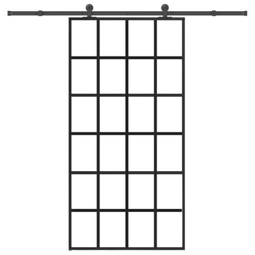 Iiaky Schiebetür Komplettset mit tür Glasschiebetür Schiebetür mit Beschlag Schiebetürsystem Schiebetürbeschlag ESG-Glas Aluminium-102 x 205 cm (213.5 cm)-Typ 5 von Iiaky
