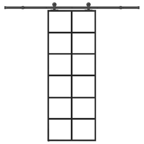 Iiaky Schiebetür Komplettset mit tür Glasschiebetür Schiebetür mit Beschlag Schiebetürsystem Schiebetürbeschlag ESG-Glas Aluminium-76 x 205 cm (213.5 cm)-Typ 4 von Iiaky