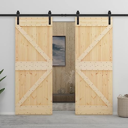 Iiaky Schiebetür Komplettset mit tür Schiebetür mit Beschlag Schiebetürsystem Holztür Holzschiebetür Tür Laufschiene-100 x 210 cm/2X Iiaky Schiebetür Komplettset mit tür Schiebetür mit Beschlag Schiebetürsystem Holztür Holzschiebetür Tür Laufschiene-100 x 210 cm/2X von Iiaky