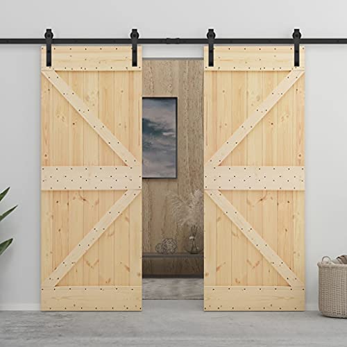 Iiaky Schiebetür Komplettset mit tür Schiebetür mit Beschlag Schiebetürsystem Holztür Holzschiebetür Tür Laufschiene-80 x 210 cm/2X Type 4 Iiaky Schiebetür Komplettset mit tür Schiebetür mit Beschlag Schiebetürsystem Holztür Holzschiebetür Tür Laufschiene-80 x 210 cm/2X Type 4 von Iiaky