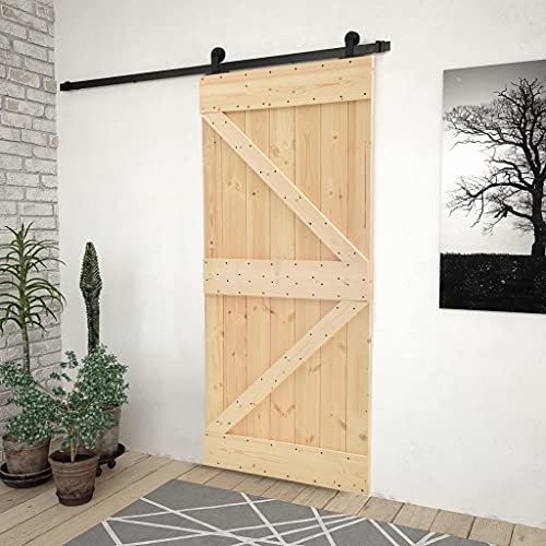 Iiaky Schiebetür Komplettset mit tür Schiebetür mit Beschlag Schiebetürsystem Holztür Holzschiebetür Tür Laufschiene-80 x 210 cm Type 5 von Iiaky