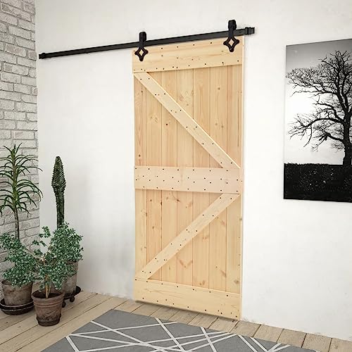 Iiaky Schiebetür Komplettset mit tür Schiebetür mit Beschlag Schiebetürsystem Holztür Holzschiebetür Tür Laufschiene-90 x 210 cm Type 8 von Iiaky