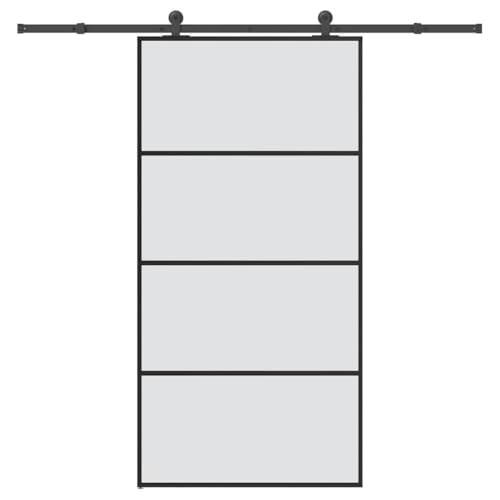 Iiaky Schiebetür komplettset mit tür Glasschiebetür komplettset Schiebetür mit Beschlag Schiebetürsystem ESG-Glas & Aluminium-matt-102.5 x 205 cm (213.5 cm) von Iiaky