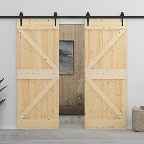 Iiaky Schiebetür komplettset mit tür Schiebetür mit Beschlag Schiebetürsystem Holztür Holzschiebetür Tür Laufschiene-90 x 210 cm/2X Type 5 Iiaky Schiebetür komplettset mit tür Schiebetür mit Beschlag Schiebetürsystem Holztür Holzschiebetür Tür Laufschiene-90 x 210 cm/2X Type 5 von Iiaky