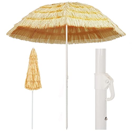 Iiaky Strandschirm Natur 240 cm Hawaii Style Sonnenschirm Gartenschirm Balkonschirm von Iiaky