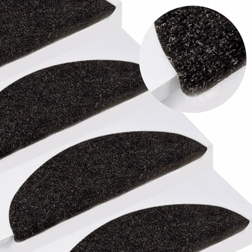 Iiaky Stufenmatten Selbstklebend 15 STK. 56x17x3 cm Anthrazit Stufenmatten innen Teppich Treppenstufen Treppenteppich selbstklebend Treppen Teppichstufen von Iiaky