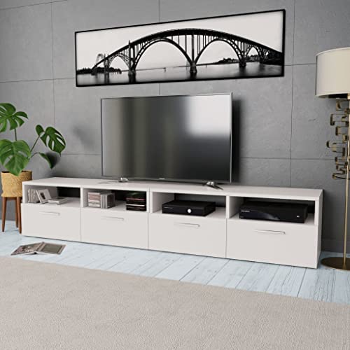 Iiaky TV Schränke 190 cm TV Lowboard TV Board Holz Fernsehtisch für Wohnzimmer, Esszimmer, Schlafzimmer-Weiß-190x35x36 cm von Iiaky
