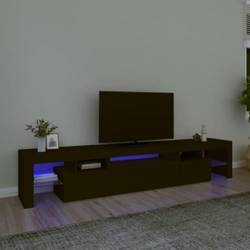 Iiaky TV Schrank mit LED TV Schrank 215 cm TV Board Holz Lowboard Fernsehtisch für Wohnzimmer und Schlafzimmer-Schwarz-215 cm von Iiaky