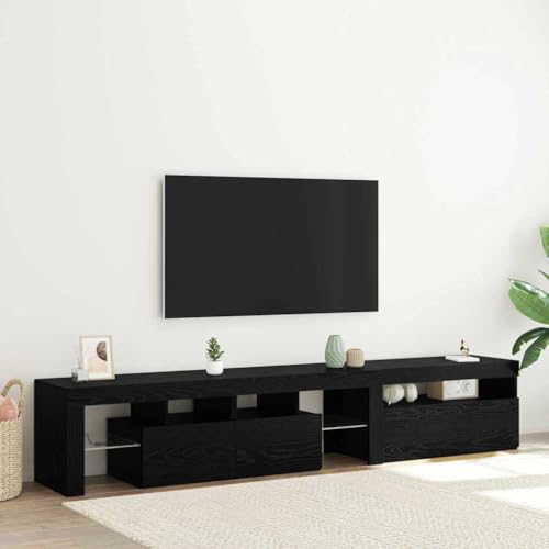 Iiaky TV Schrank mit LED TV Schrank 215 cm TV Board Holz Lowboard Fernsehtisch für Wohnzimmer und Schlafzimmer-Schwarze Eiche-215 cm von Iiaky